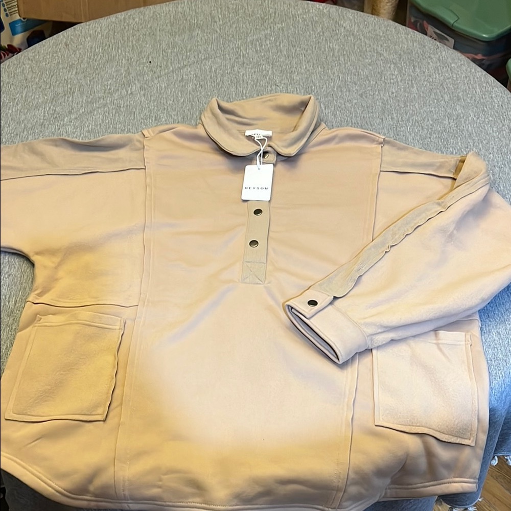 Tan Casual Knit Jacket with Collared Neckline